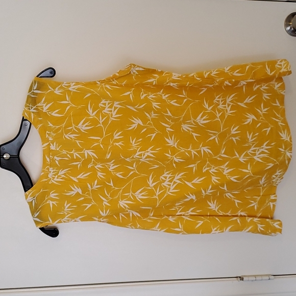 Liz Claiborne Yellow Tank Top w/White Palm Frawns Size Large - Picture 5 of 5